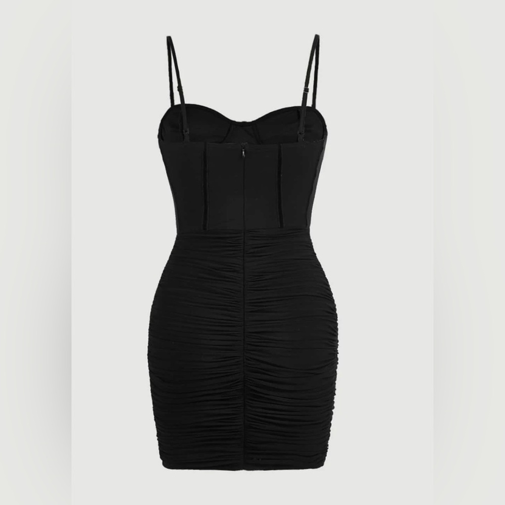 SHEIN ICON RUCHED BUSTIER BODYCON DRESS SIZE SMALL/4 NEVER WORN NWOT KNIT FABRIC - Picture 2 of 10